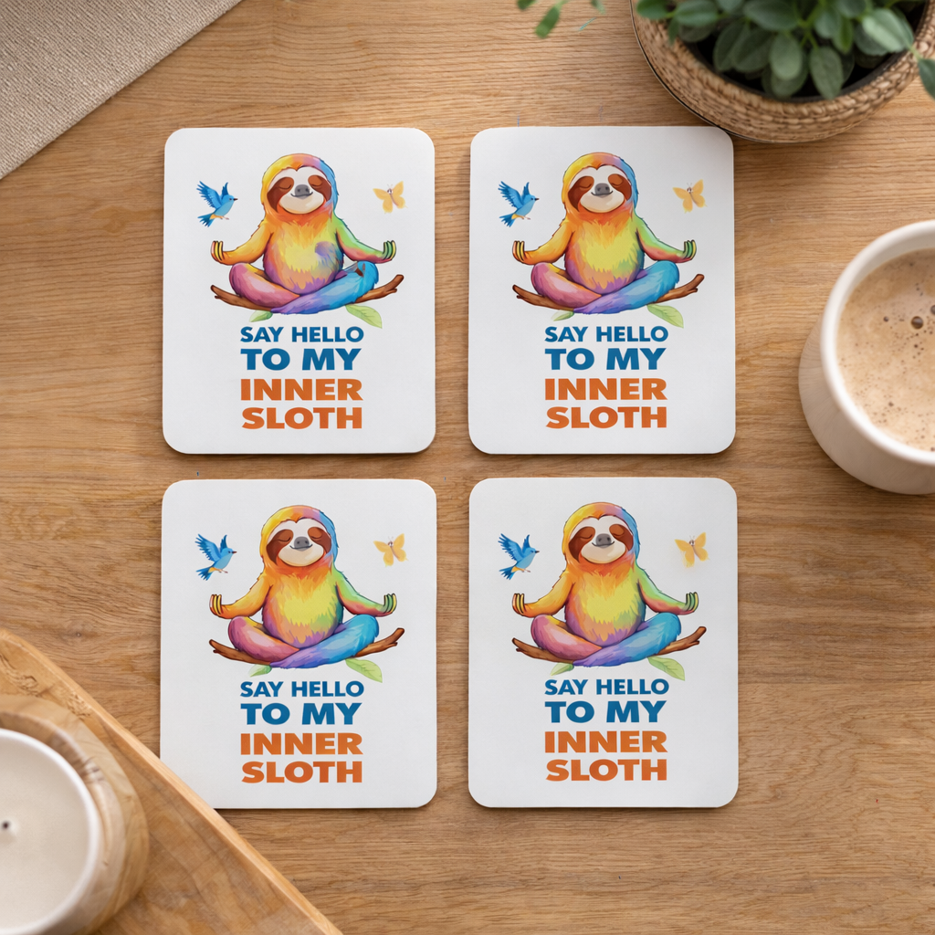 Meditating Sloth Coasters – Pack of 4